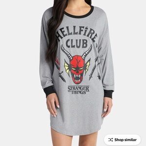NWT Netflix Gray Hellfire Club Graphic Nightshirt with Red Demon